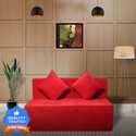 Seventh Heaven 2 Seater 4*6 Chenille Molfino Washable Fabric with 2 Cushions: 2 Year Warranty 2 Seater Double Foam Fold Out Sofa Cum Bed (Finish Color - Red Delivery Condition - Pre-assembled)