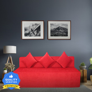 seventh heaven 4 seater 66 chenille molfino fabric sofa bed with 3 cushions 2 year warranty 4 seater double foam fold out sofa cum bed finish color - red delivery condition - pre-assembled
