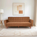 Seventh Heaven Lisbon 4 Seater Wooden Sofa cum Bed, Chenille Molfino Fabric 78x44x16 4 Seater Single Solid Wood Pull Out Sofa Cum Bed