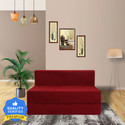Seventh Heaven 6*6 Chenille Molfino Fabric 4 Seater Double Foam Fold Out Sofa Cum Bed (Finish Color - Maroon Delivery Condition - Pre-assembled)
