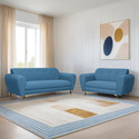 Seventh Heaven Milan Icon 5 Seater Sofa Set, Plush Suede Fabric Fabric 3 + 2 Sofa Set (Sky Blue, DIY(Do-It-Yourself))