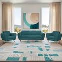 Seventh Heaven Milan Icon 5 Seater Sofa Set, Plush Suede Fabric Fabric 3 + 1 + 1 Sofa Set