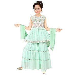 Sevgi Girls Georgette Embroidered Short Kurti and