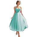 Sevintage Spaghetti Straps Tulle Prom Dress Tea Length Formal Party Evening Dress with Pockets
