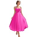 Sevintage Spaghetti Straps Tulle Prom Dress Tea Length Formal Party Evening Dress with Pockets