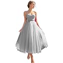 Sevintage Spaghetti Straps Tulle Prom Dress Tea Length Formal Party Evening Dress with Pockets