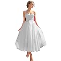 Sevintage Spaghetti Straps Tulle Prom Dress Tea Length Formal Party Evening Dress with Pockets