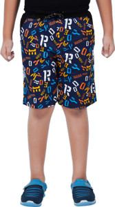sevnix short for boys casual printed pure cotton dark blue pack of 1