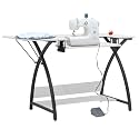 Comet Plus Hobby and Sewing Table with Fold-Down Side Shelf, Height Adjustable Platform and Bottom Storage Shelf