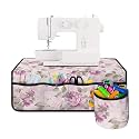 Sewing Machine Carrying Case, Sewing Machines Pad for Table with 4 Pockets Scratches-Proof Muffling Mat - Flowers Print