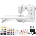 Sewing Machine with Extension Table, Mini Sewings Machines Portable Electric Sewing Machine, 12 Stitches Sewing Machines with LED Light, Sewings Accessory Kit, Ideal for Clothing, Pillowcases, Sheets