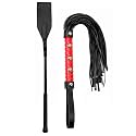 Sex Whip for Bedroom Play 18" and Riding Adult Crop 18" Set, Faux Leather BDSM SM Kit for Couples Fetish Toys