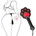 Sexual Abuse Hand Slap with Heart Shaped Cat Claw, Black Leather Spanking Paddle for Couples to Enhance Feelings SM Conditioning Stimulation Games