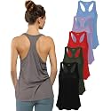Sexy Basics Women's Everyday Flowy Burnout Slub Racer Back Tanks | Active Workout Tops | Multi Packs &amp; Colors