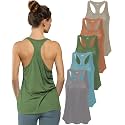 Sexy Basics Women's Everyday Flowy Burnout Slub Racer Back Tanks | Active Workout Tops | Multi Packs &amp; Colors
