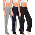 Sexy Basics Women's Soft Flex 100% Cotton Knit Pajama Pants | Lounge Sleep Bottoms | Drawstring &amp; Pockets| Multi Packs