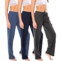 Sexy Basics Women's Soft Flex 100% Cotton Knit Pajama Pants | Lounge Sleep Bottoms | Drawstring &amp; Pockets| Multi Packs