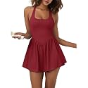 Sexyasasii Women's Summer Athletic Tennis Dress with Built in Shorts and Bra Square Neck Workout Exercise Active Golf Dresses