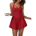 Sexyasasii Women's Summer Athletic Tennis Dress with Built in Shorts and Bra Square Neck Workout Exercise Active Golf Dresses