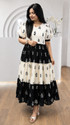 SEYAFAB Women Tiered White Black Below Knee