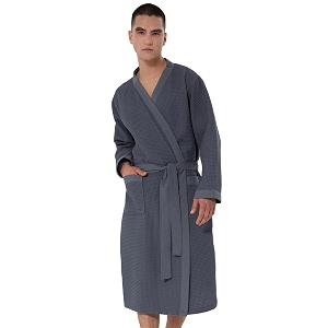 SEYANTE Mens Waffle Kimono Bathrobe