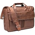 seyfocnia Men's Business Travel Briefcase Leather Handmade Messenger Bags Laptop Bag