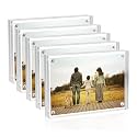 Sezanrpt 5 Pack Acrylic Picture Frames 2.5x3.5 inches, Clear Double Sided Magnetic Photo Block Frame,Desktop Frameless Picture Display Frames, Wallet Small Picture Frames 2x3