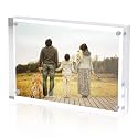 Sezanrpt Acrylic 4x6 Picture Frame, Clear Photo Display Magnetic Photo Frame 4x6, Double Sided Frameless Desk Picture Frames for Office