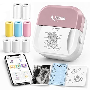 seznik mini printer inkless thermal portable printer for study notes stealth velvet