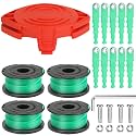 SF-080 Polycarbonate Replacement Head Blades &amp; Trimmer Spool Compatible with Black Decker GH3000 GH3000R LST540 LST540B Weed Eater,SF-080-BKP 20Ft 0.080" Auto Feed Line with Part (24-Pack)