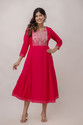 SF Textile Embroidered Viscose Rayon Anarkali Kurta for Women (Red)