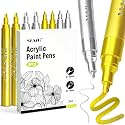 SFAIH 8 Pack Gold & Silver Acrylic Paint Pens Medium Tip & Extra Fine Paint Marker