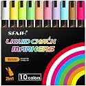 SFAIH Liquid Chalk Markers for Blackboard Glass, 10 Pastel Colors, 6mm Tip