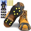 Ice Cleats for Boots Shoes, Snow Grips Cleats for Ice and Snow Anti-Slip Rubber Traction Cleats for Walking on Snow and Ice 10 Steel Studs Crampons for Hiking, Walking, Climbing, Jogging