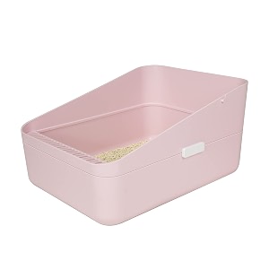sfozstra open litter boxprevent sand leakage durable high side sifting litter box for small catssecure and odor litter box removable litter box easy to clean pink m