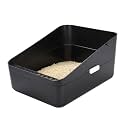 Sfozstra Open Litter Box, Semi-Open Anti-Splashing, Durable High Side Sifting, Easy to Clean and Assemble, Black, Medium, Cat, Cat Owners