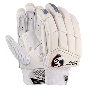 sg leather cricket litevate white rh batting gloves adult