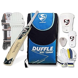 sg eco duffle kashmir willow full cricket kit blackblue - sh