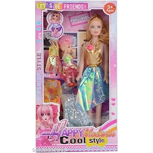 sg mart happy modern cool doll with mini baby doll for kids multicolor