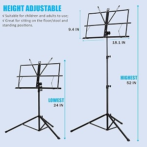 sg musical book notation stand with bag