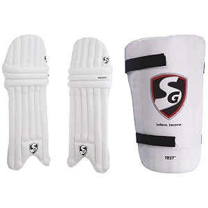 sg nexus batting leg guard junior and sg test youth thigh pads youth combo