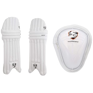 sg junior cricket leg guard amp abdominal pad yellow