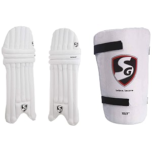 sg nexus batting leg guard juniorampsg test thigh pad junior white