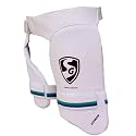 SG Ultimate LH Combo Thigh Guard | Color: White | Size: Adult | Material: Polyurethane (PU) | For Men & Boys | Durable | Premium Quality | Adjustable Strap | High density foam | Compact construction