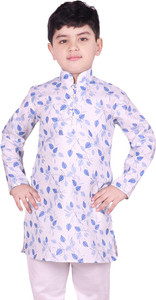 sg yuvraj printed pure cotton straight kurta for boys white