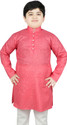 SG YUVRAJ Printed Pure Cotton Straight Kurta for Boys (Pink)