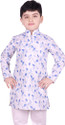 SG YUVRAJ Printed Pure Cotton Straight Kurta for Boys (White)