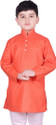 SG YUVRAJ Printed Pure Cotton Straight Kurta for Boys (Orange)
