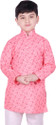 SG YUVRAJ Printed Pure Cotton Straight Kurta for Boys (Pink)