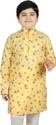 SG YUVRAJ Printed Pure Cotton Straight Kurta for Boys (Yellow)